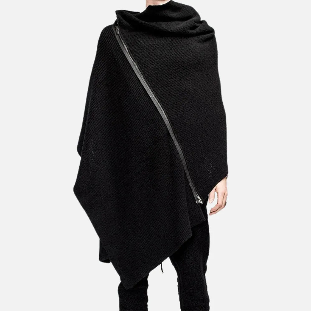 Poncho à capuche zippé élégant pour homme-Poncho Passion