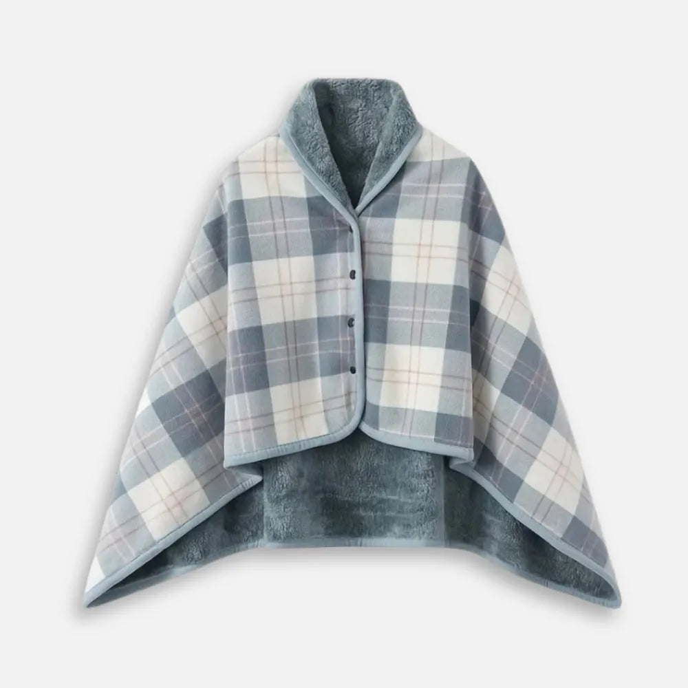 Poncho à carreaux bleu clair pour un style élégant-Poncho Passion