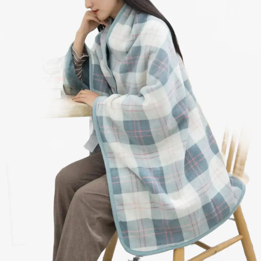 Poncho à carreaux bleu clair pour un style élégant-Poncho Passion