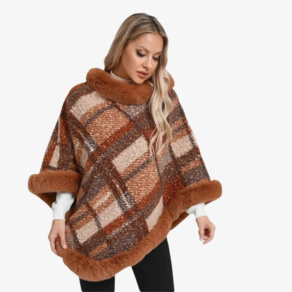 Poncho à carreaux élégant pour l'hiver-Poncho Passion