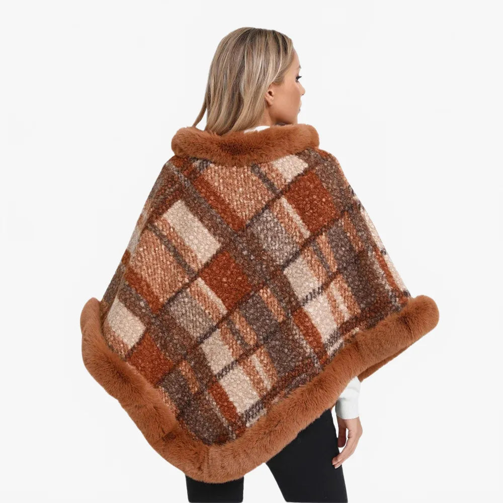 Poncho à carreaux élégant pour l'hiver-Poncho Passion