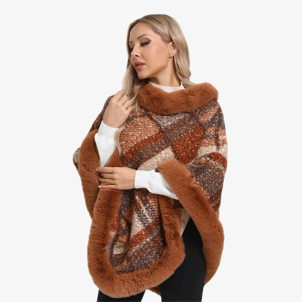 Poncho à carreaux élégant pour l'hiver-Poncho Passion