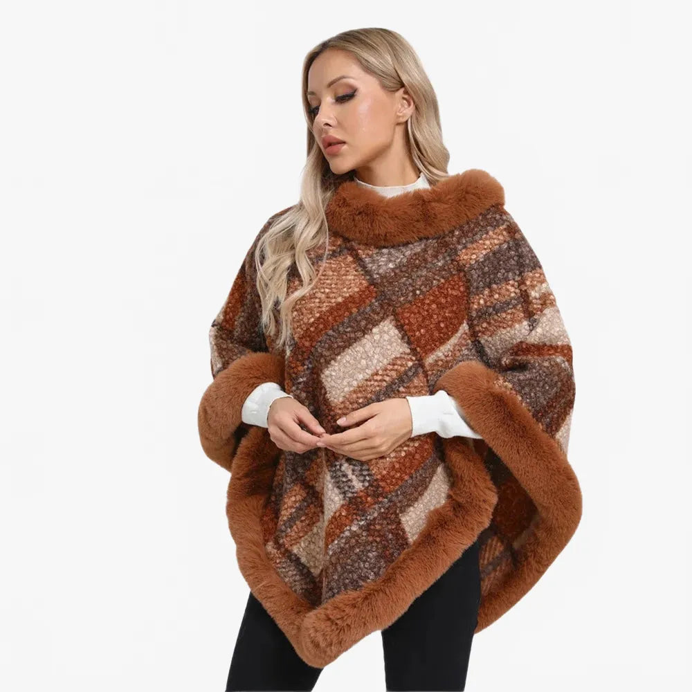 Poncho à carreaux élégant pour l'hiver-Poncho Passion