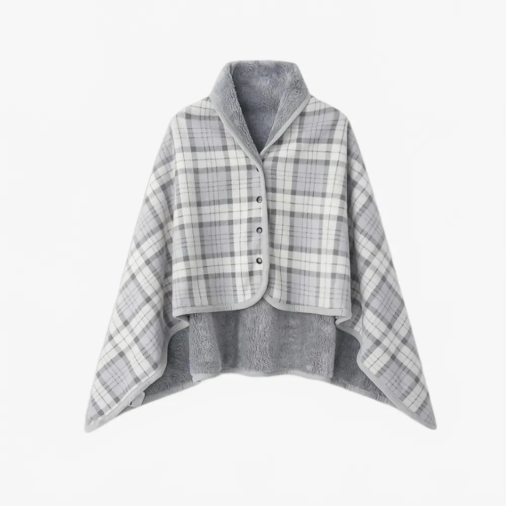 Poncho à carreaux gris élégant et tendance unisexe-Poncho Passion