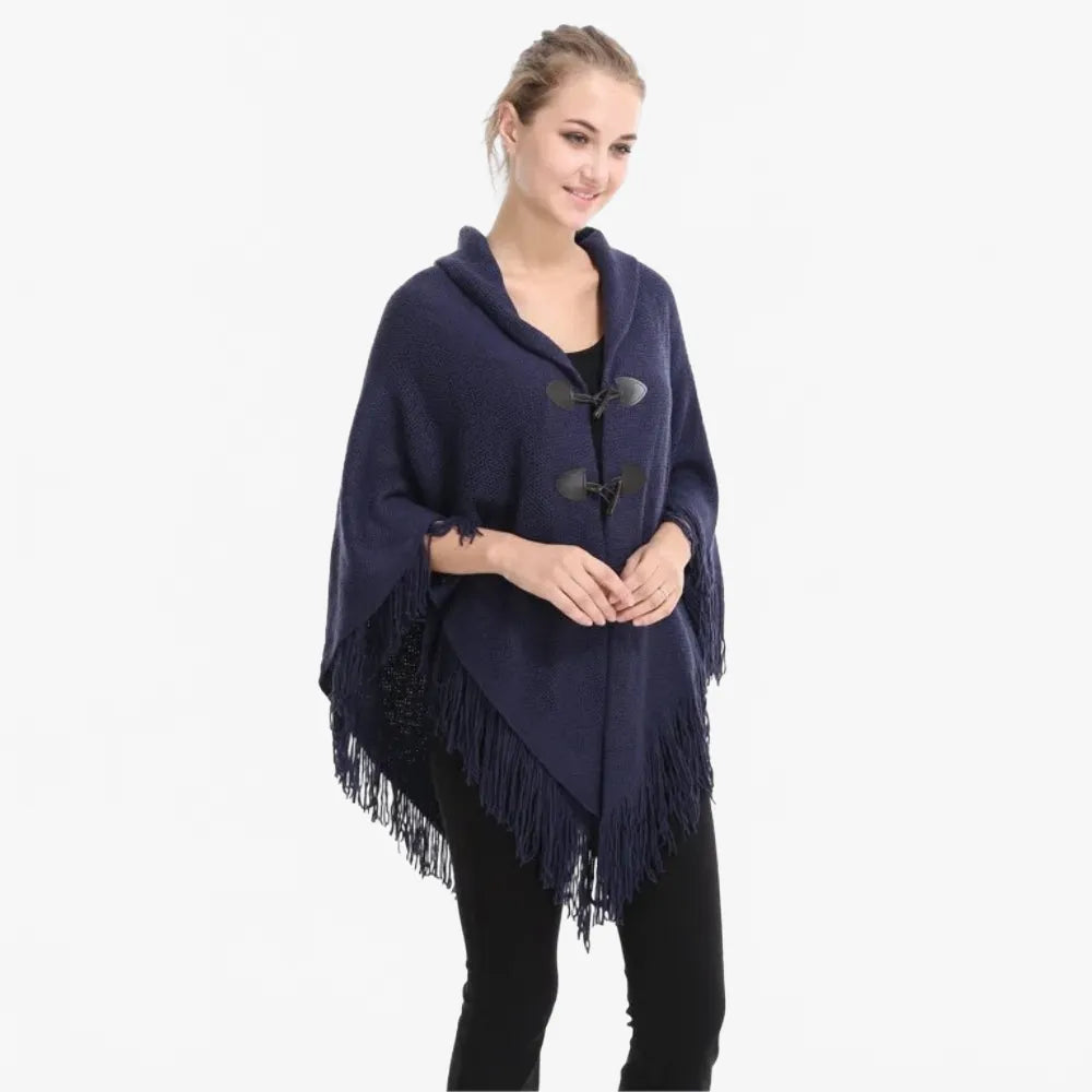 Poncho à franges élégant pour soirée festive-Poncho Passion