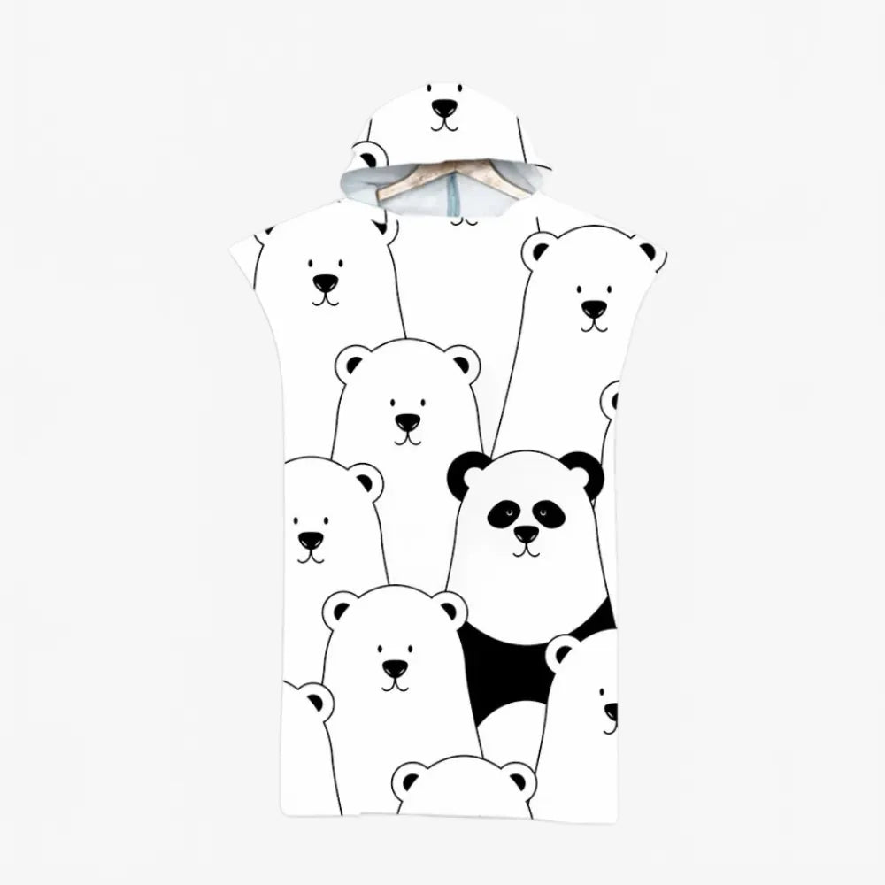 Poncho amusant pour enfant motif ours et panda-Poncho Passion