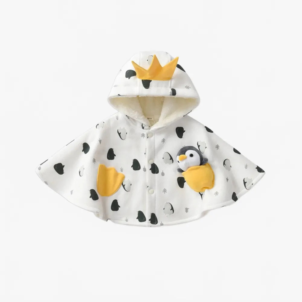 Poncho bébé pingouin blanc mignon et douillet-Poncho Passion