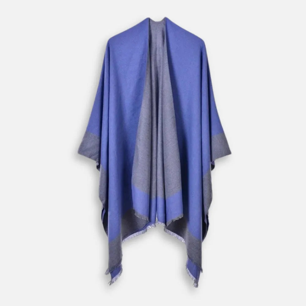 Poncho bleu à capuche élégant pour toutes saisons-Poncho Passion
