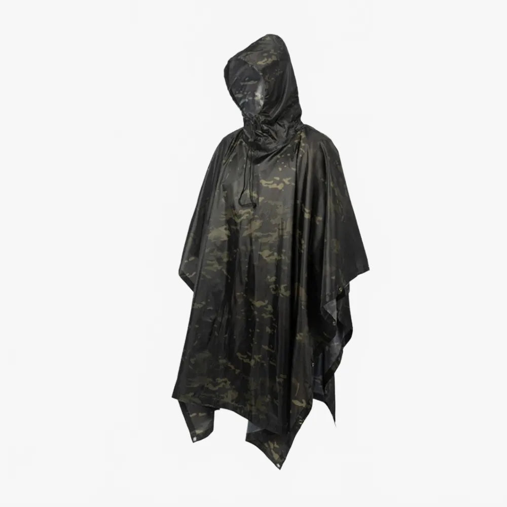 Poncho camouflage noir imperméable pour activités outdoor-Poncho Passion