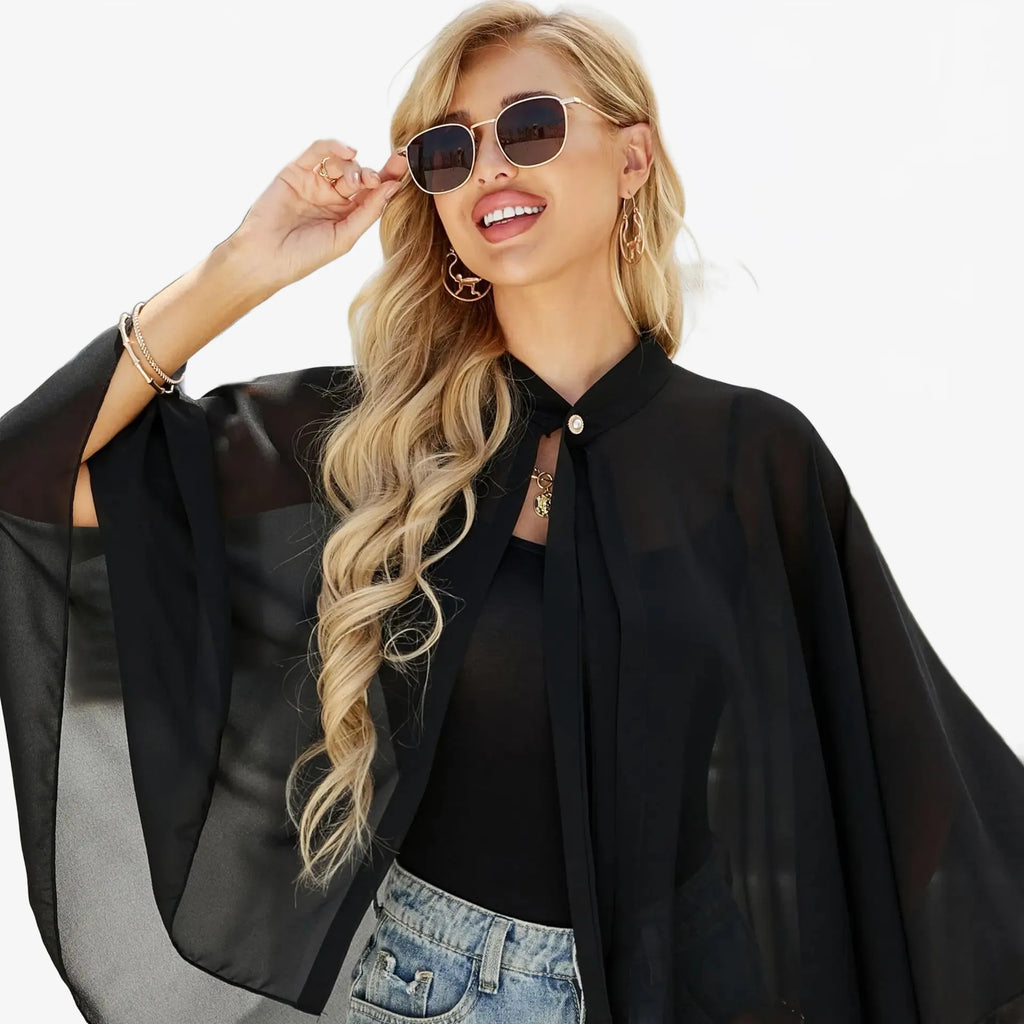 Poncho cardigan léger style chic pour soirée élégante-Poncho Passion