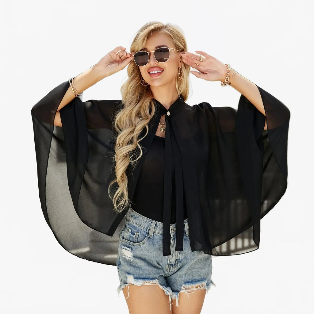 Poncho cardigan léger style chic pour soirée élégante-Poncho Passion