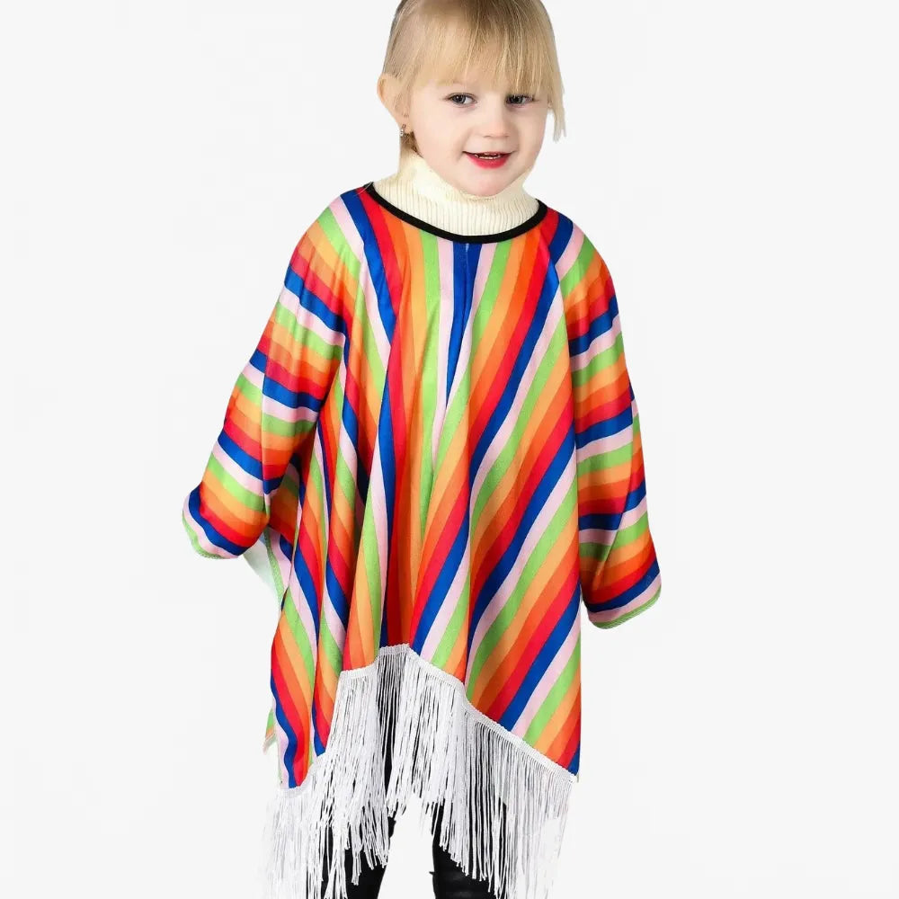 Poncho coloré à rayures pour enfant ambiance mexicaine-Poncho Passion