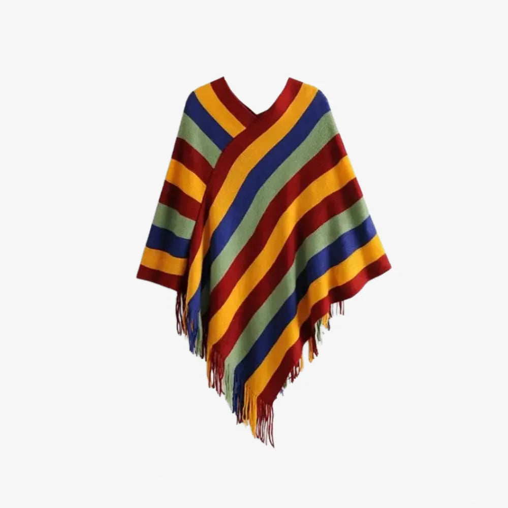 Poncho coloré mexicain à rayures pour un style unique-Poncho Passion
