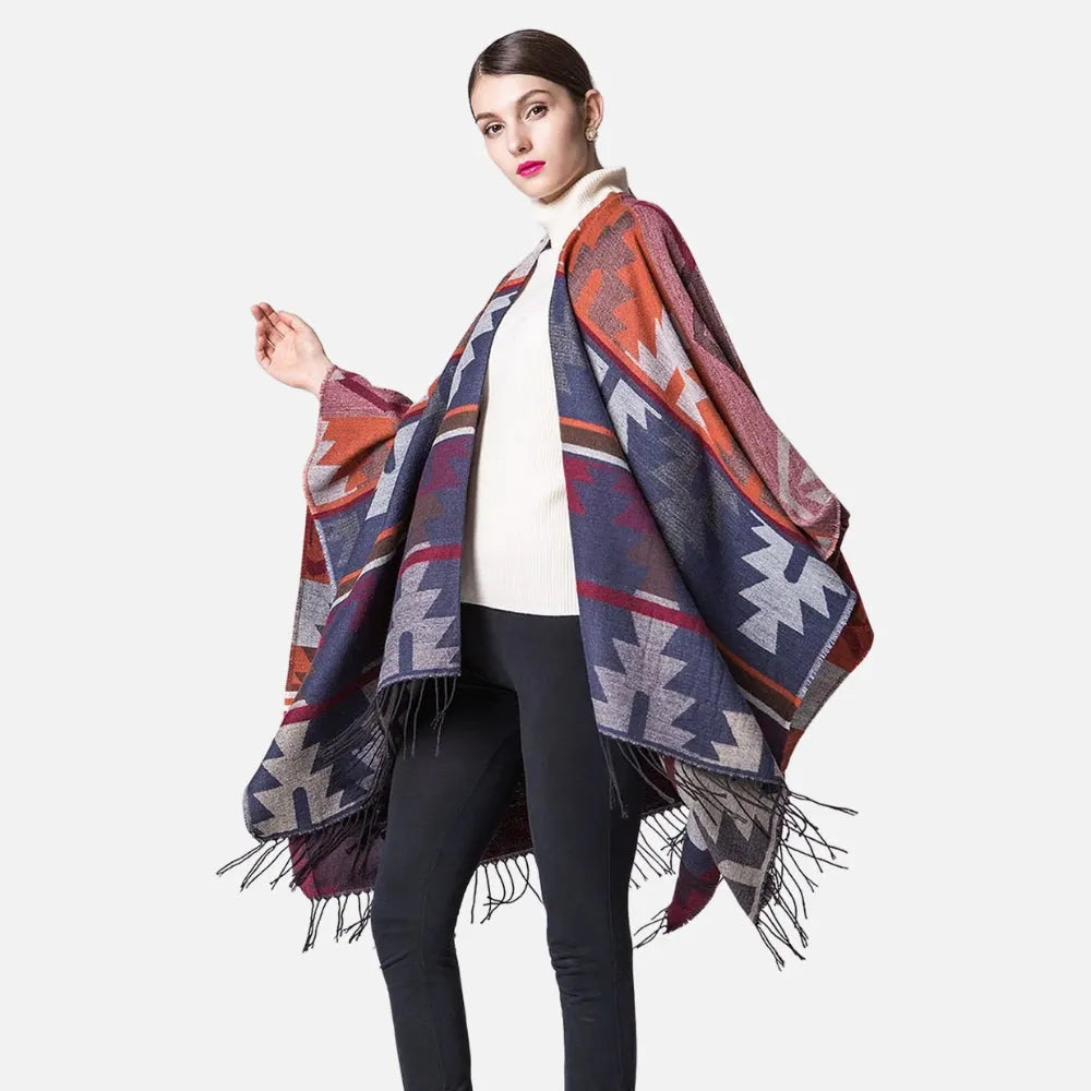 Poncho coloré motifs traditionnels pour l'hiver-Poncho Passion