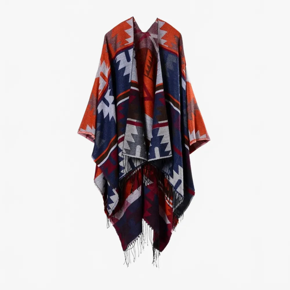 Poncho coloré motifs traditionnels pour l'hiver-Poncho Passion
