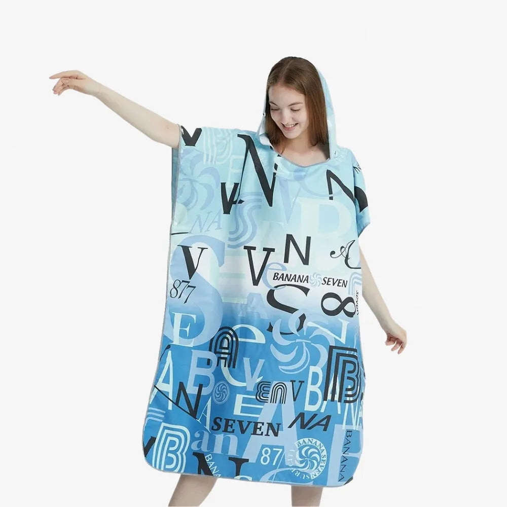Poncho de bain bleu absorbant pour la plage-Poncho Passion