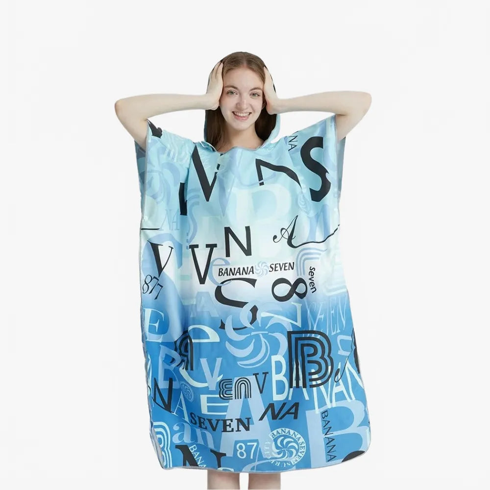 Poncho de bain bleu absorbant pour la plage-Poncho Passion