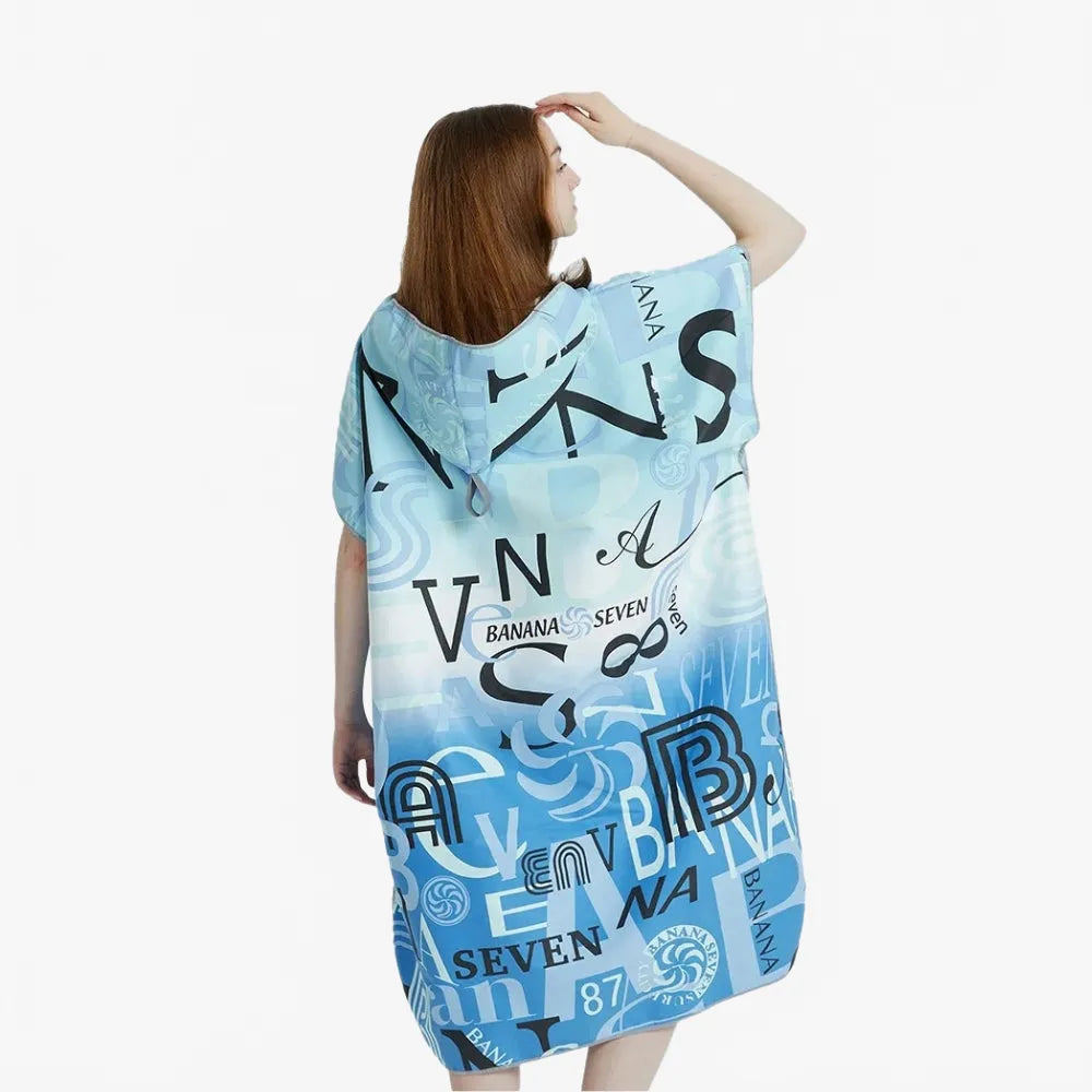 Poncho de bain bleu absorbant pour la plage-Poncho Passion