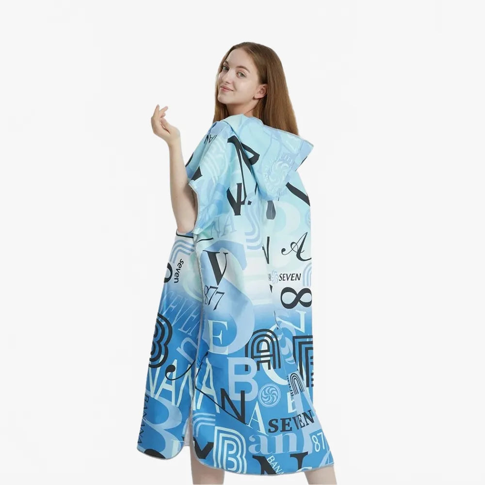 Poncho de bain bleu absorbant pour la plage-Poncho Passion