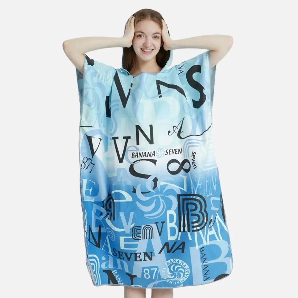 Poncho de bain bleu absorbant pour la plage-Poncho Passion