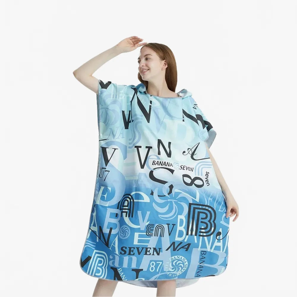 Poncho de bain bleu absorbant pour la plage-Poncho Passion