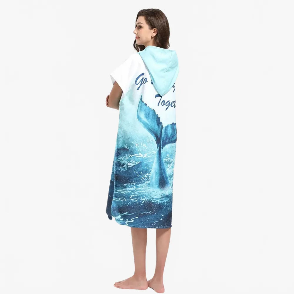 Poncho de bain enfant motif baleine océan amusant-Poncho Passion
