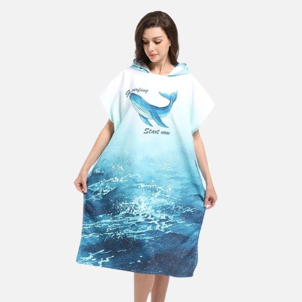 Poncho de bain enfant motif baleine océan amusant-Poncho Passion