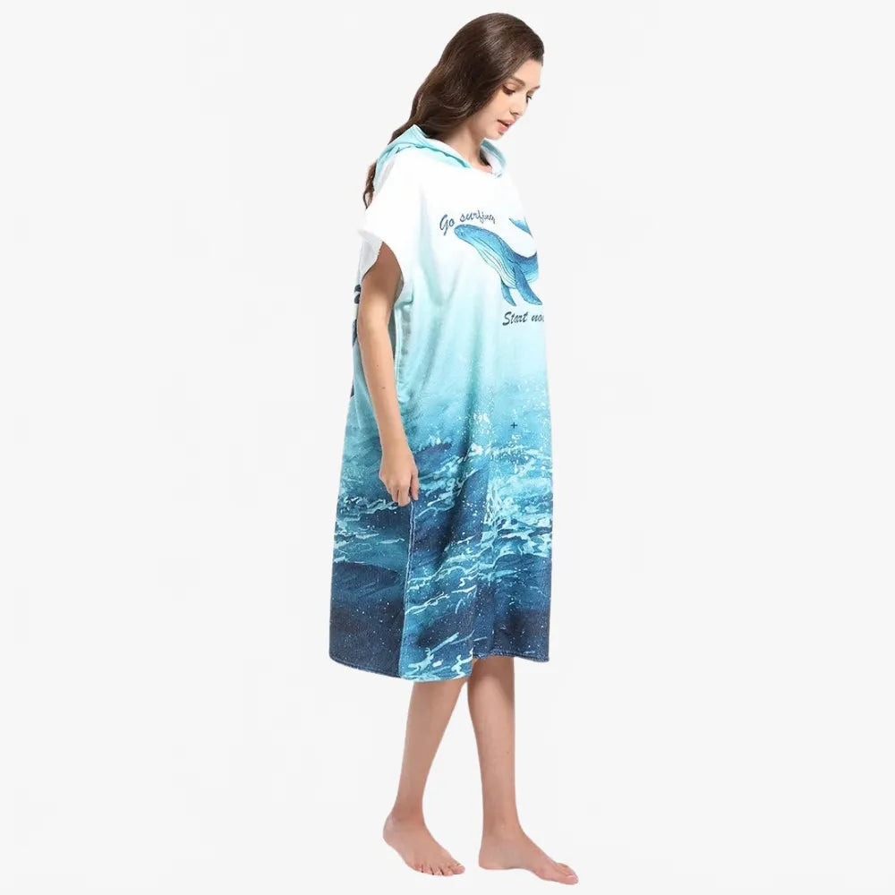 Poncho de bain enfant motif baleine océan amusant-Poncho Passion