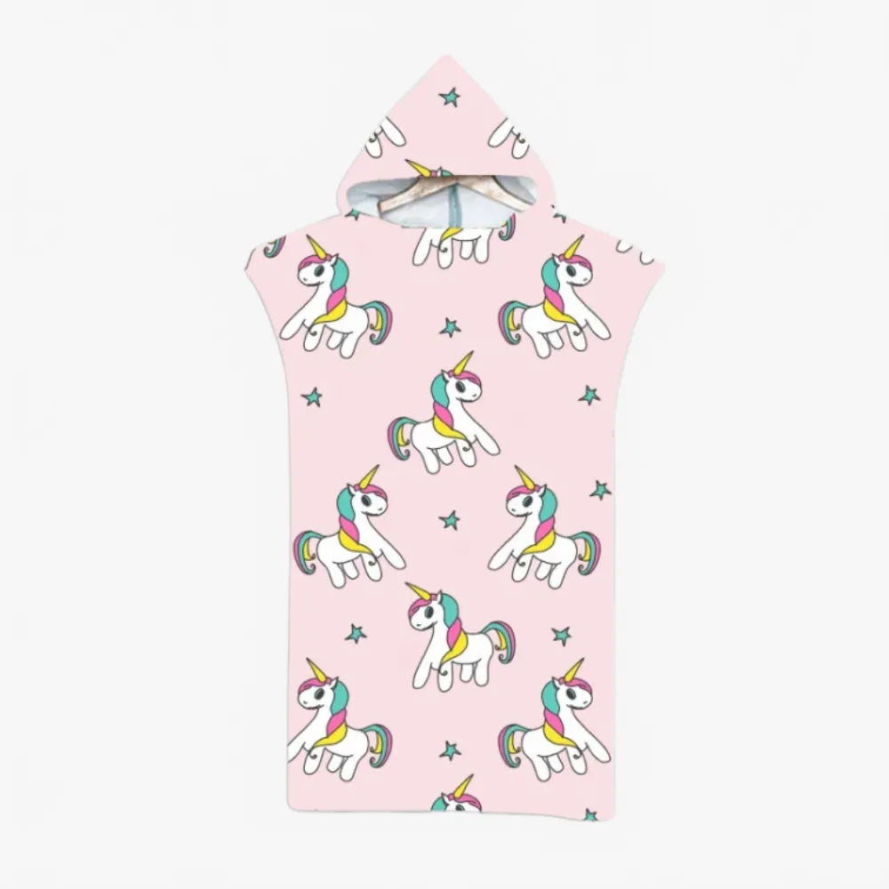 Poncho de bain enfant motif licorne magique coloré-Poncho Passion