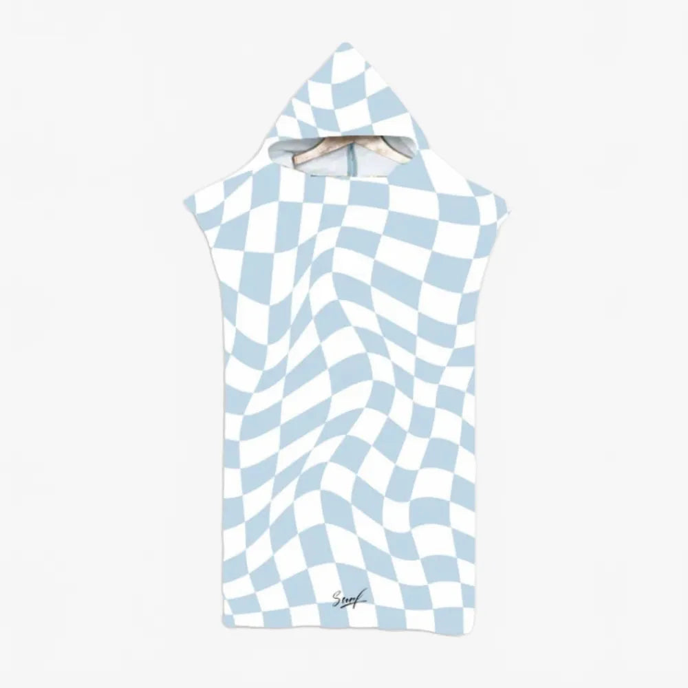 Poncho de bain motif damier bleu pour enfant-Poncho Passion