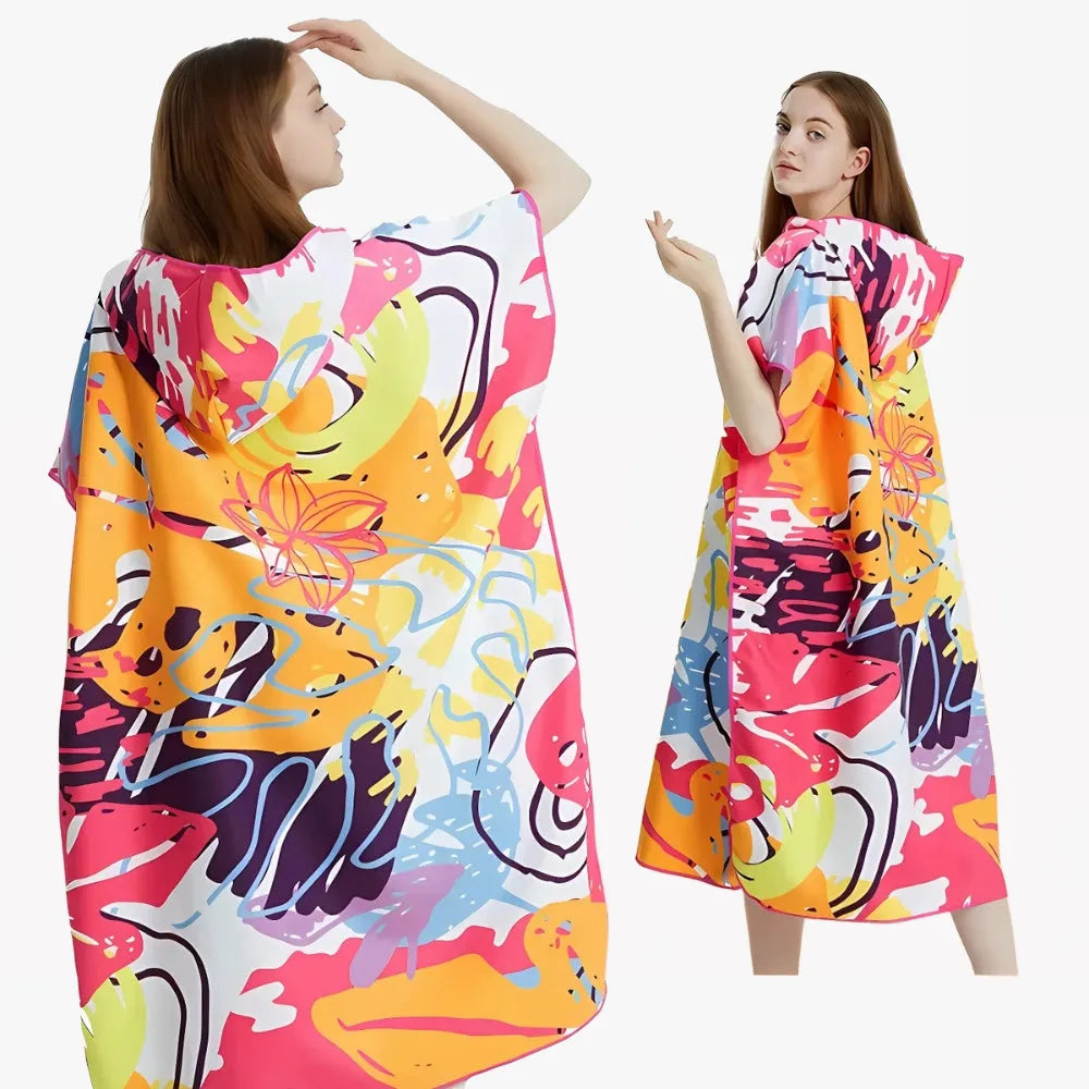 Poncho de bain orange léger pour plage et piscine-Poncho Passion