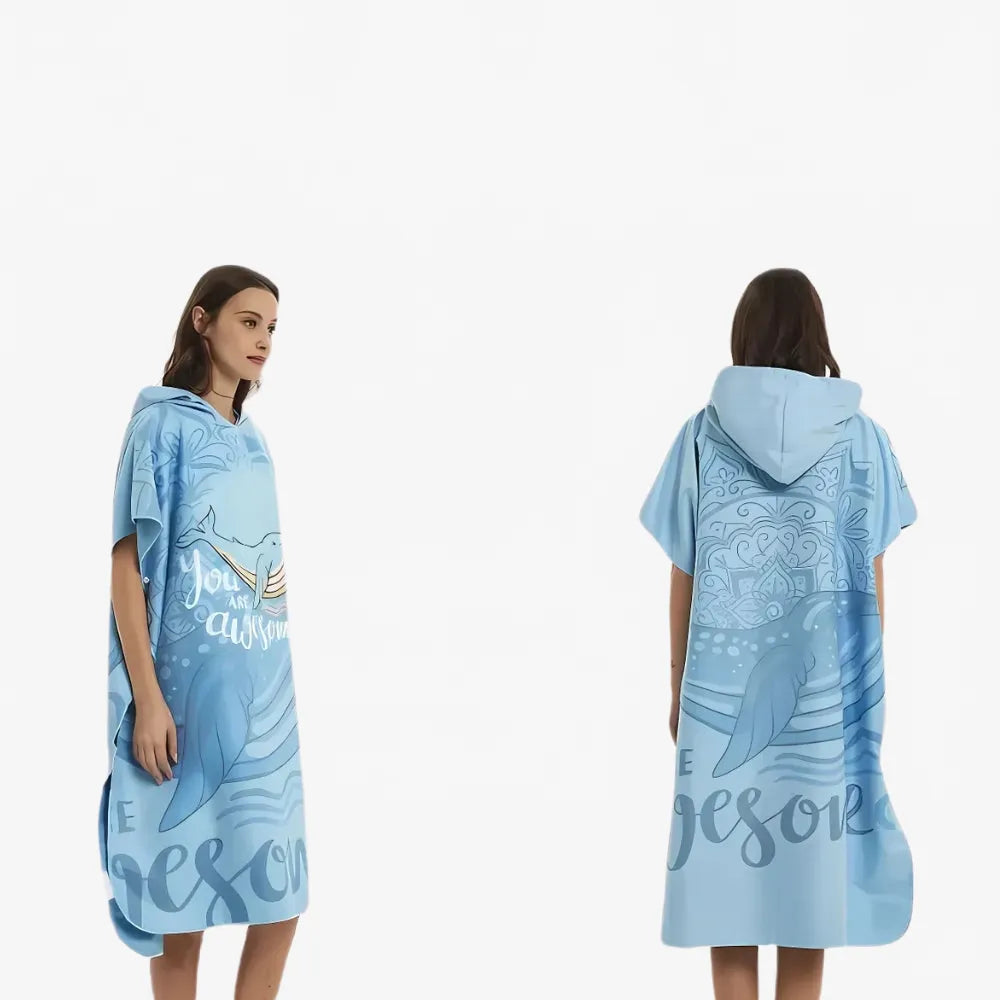 Poncho de plage enfant motif baleine estivale-Poncho Passion
