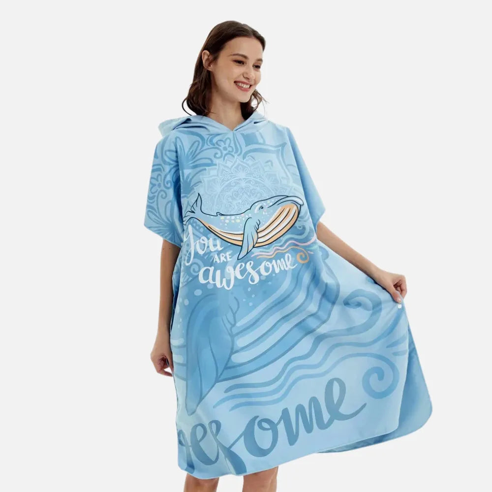 Poncho de plage enfant motif baleine estivale-Poncho Passion