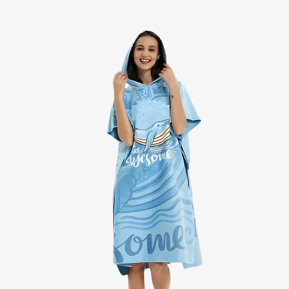 Poncho de plage enfant motif baleine estivale-Poncho Passion