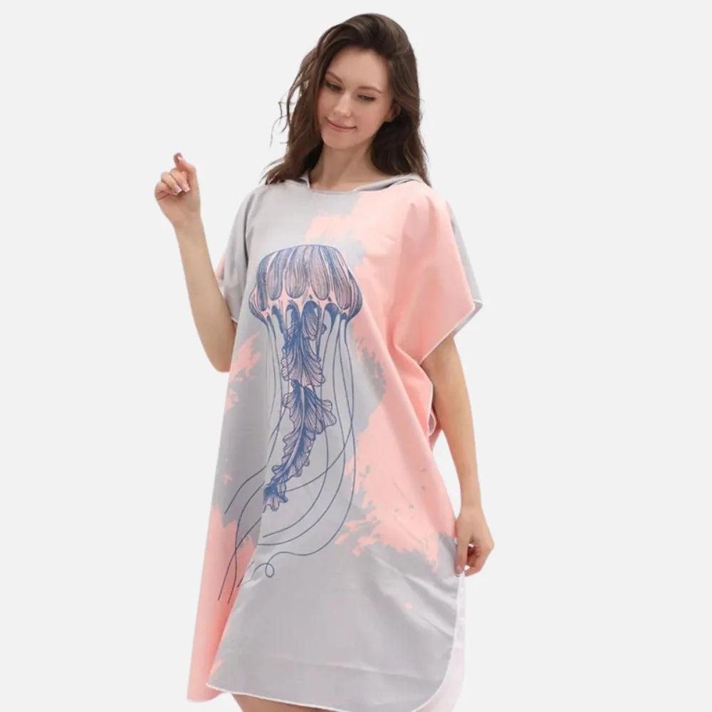 Poncho de plage enfant motif méduse coloré-Poncho Passion