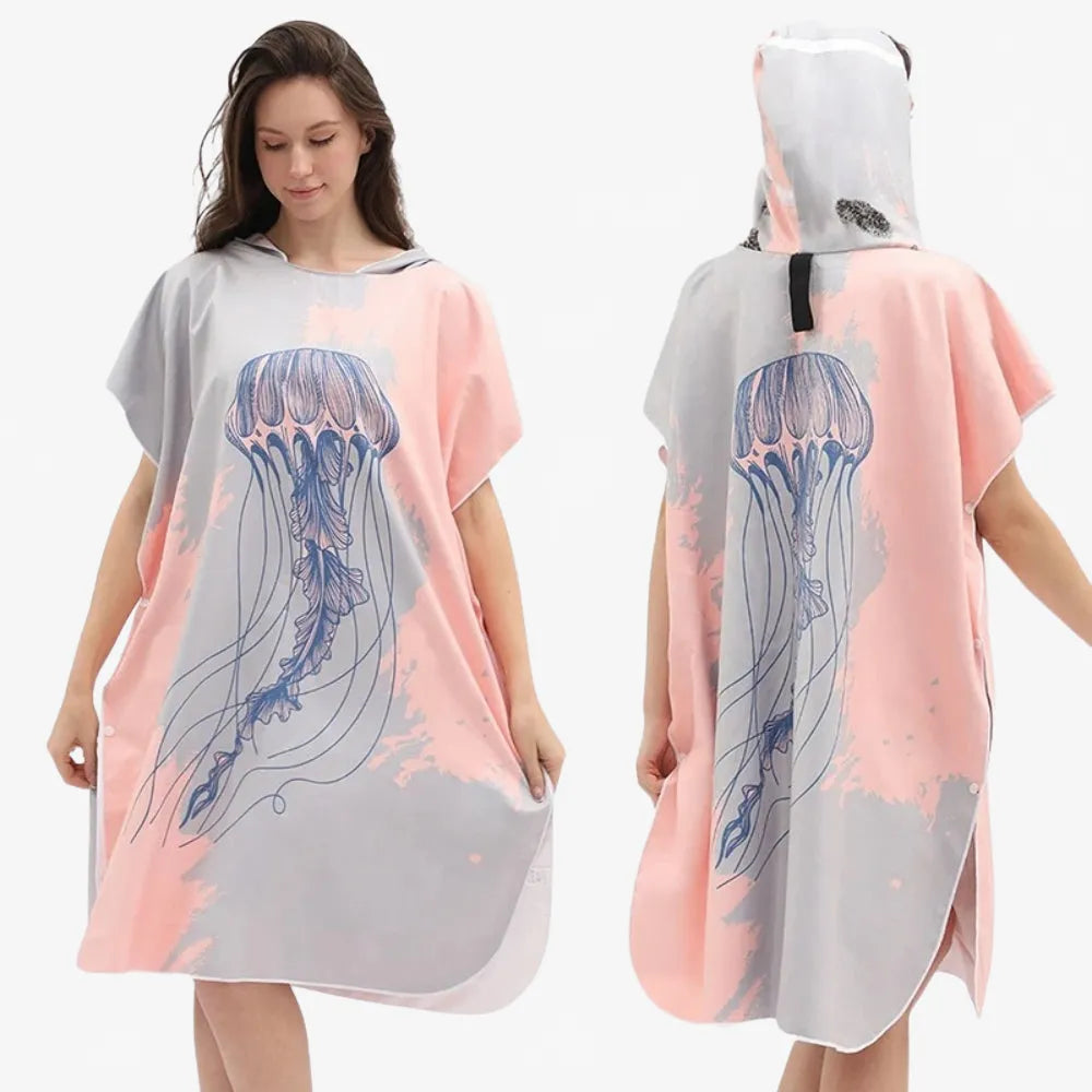 Poncho de plage enfant motif méduse coloré-Poncho Passion