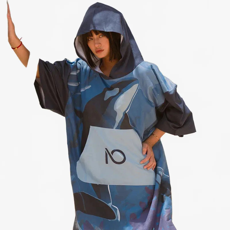Poncho de surf orque pour plage et océan-Poncho Passion