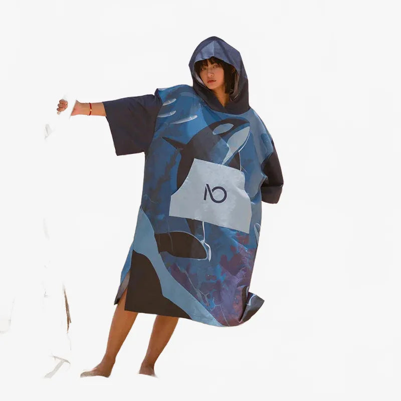 Poncho de surf orque pour plage et océan-Poncho Passion