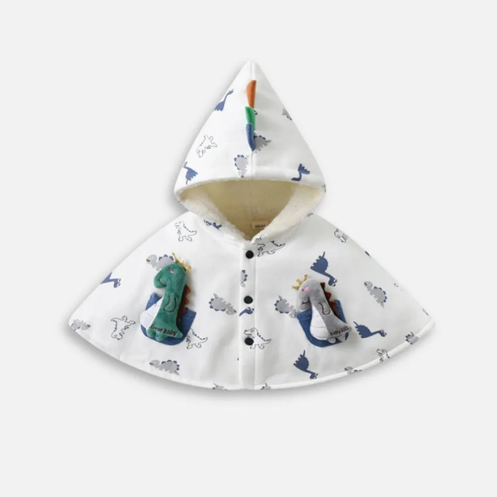Poncho dinosaure blanc pour bébé doux et amusant-Poncho Passion