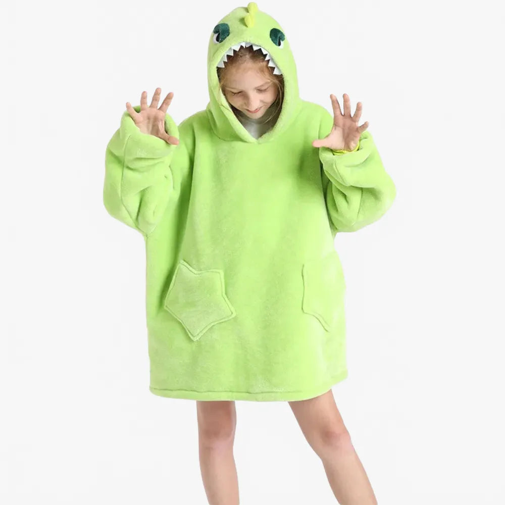 Poncho dinosaure ludique et douillet pour enfants-Poncho Passion