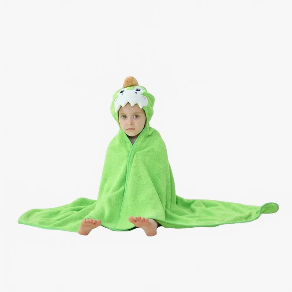 Poncho dinosaure vert enfant amusant pour la plage-Poncho Passion
