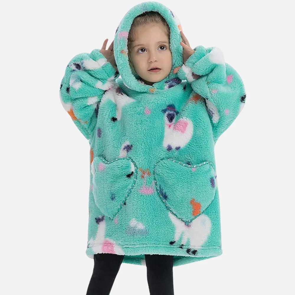 Poncho douillet motif lama pour soirées cocooning-Poncho Passion