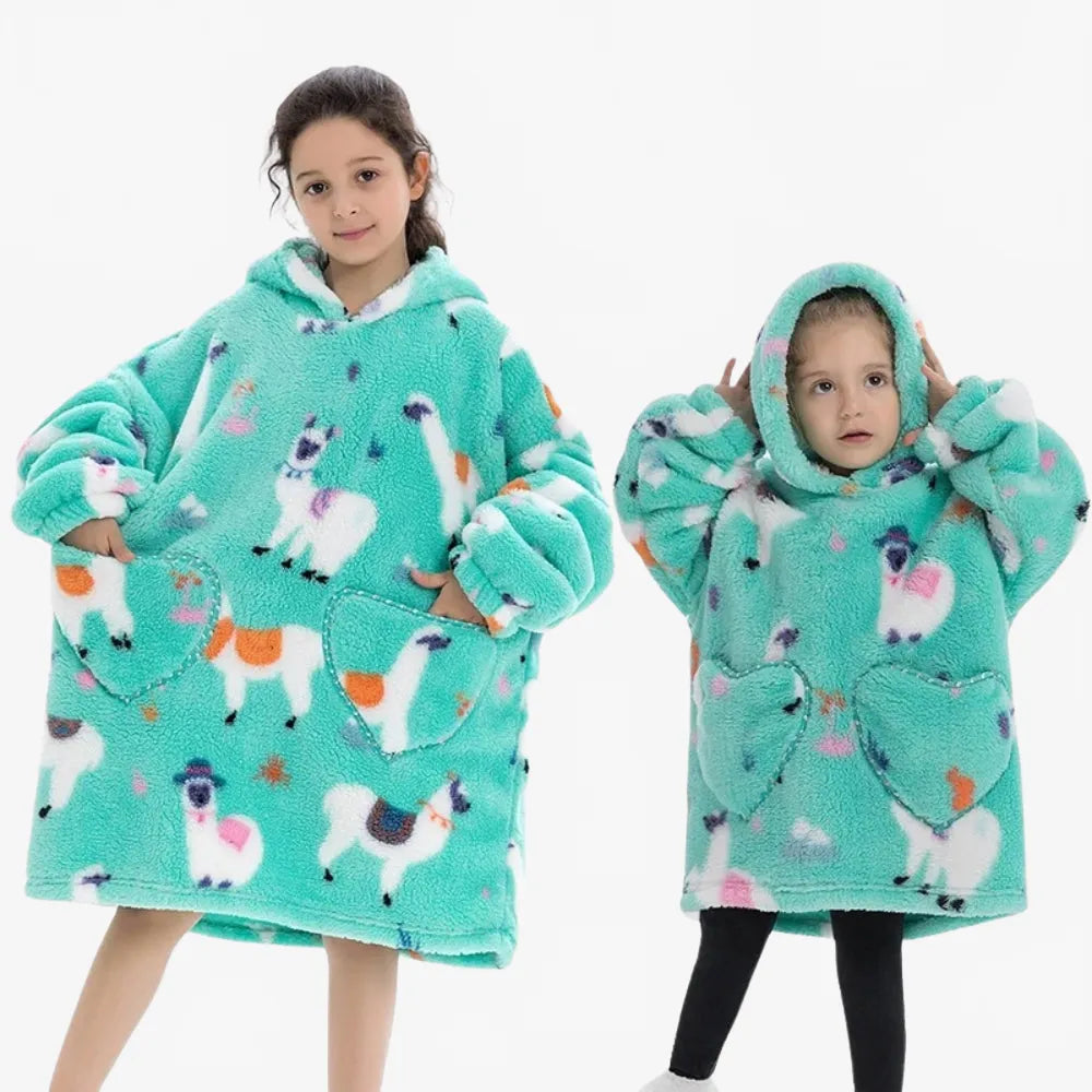Poncho douillet motif lama pour soirées cocooning-Poncho Passion