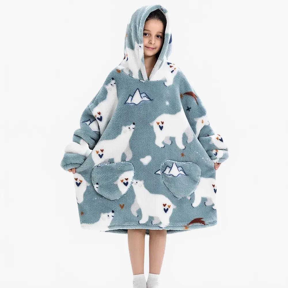 Poncho douillet ours polaire pour soirées cocooning-Poncho Passion