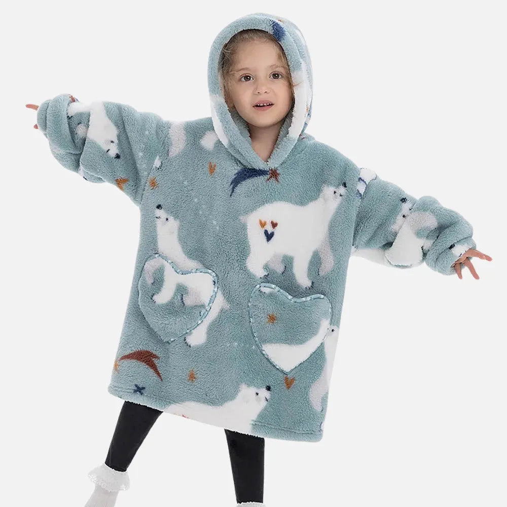 Poncho douillet ours polaire pour soirées cocooning-Poncho Passion