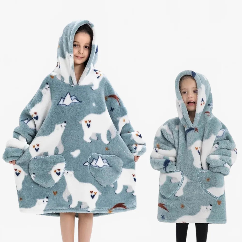 Poncho douillet ours polaire pour soirées cocooning-Poncho Passion