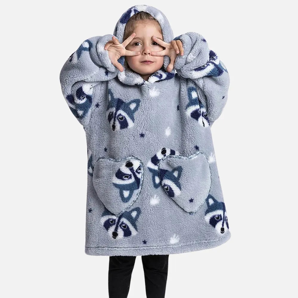 Poncho douillet raton laveur pour soirées cocooning-Poncho Passion