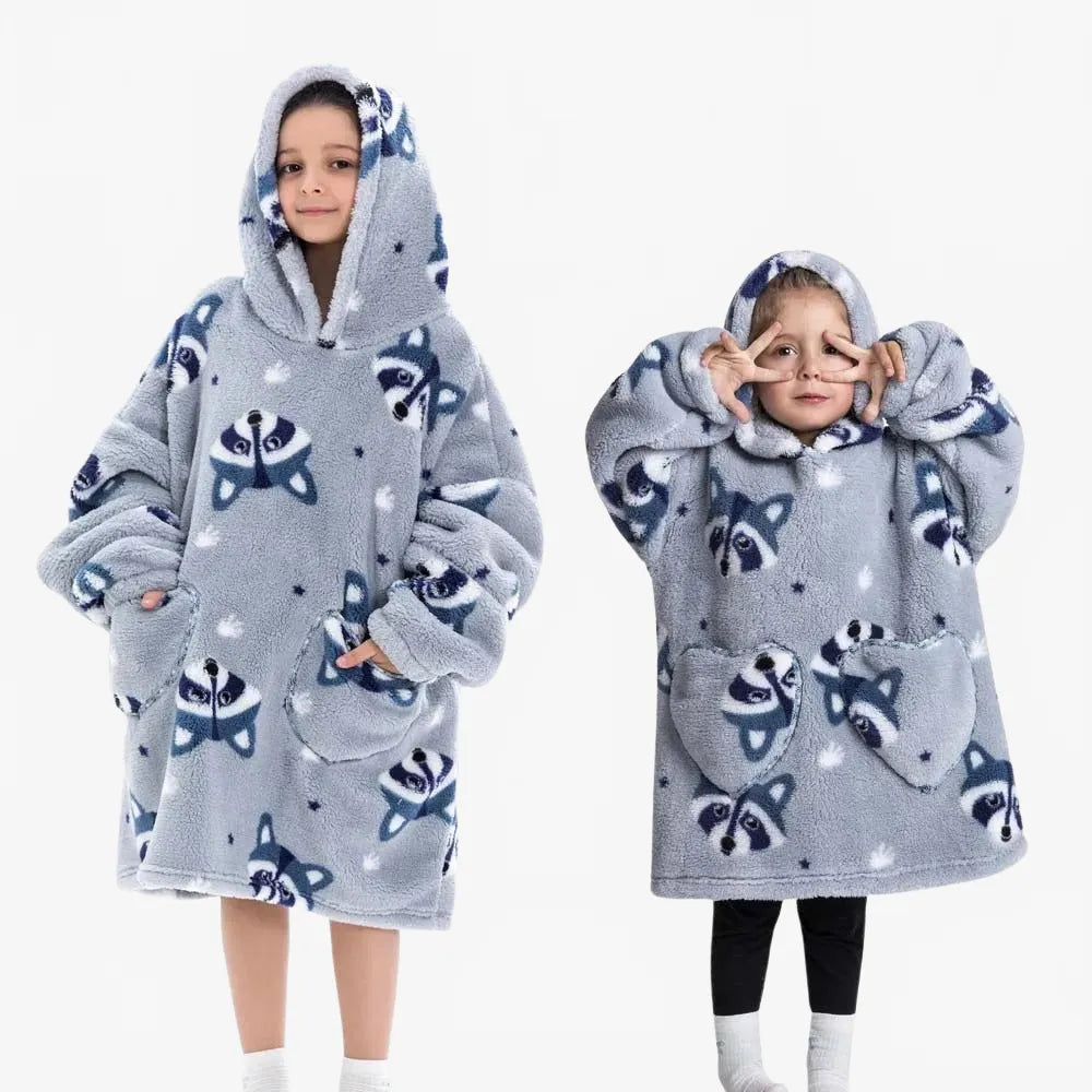 Poncho douillet raton laveur pour soirées cocooning-Poncho Passion