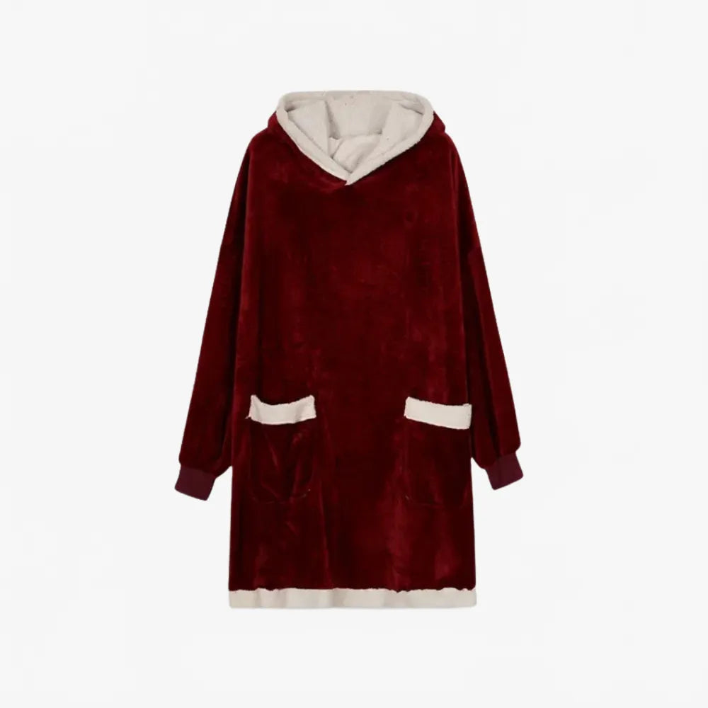 Poncho douillet rouge d'hiver pour soirées cocooning-Poncho Passion