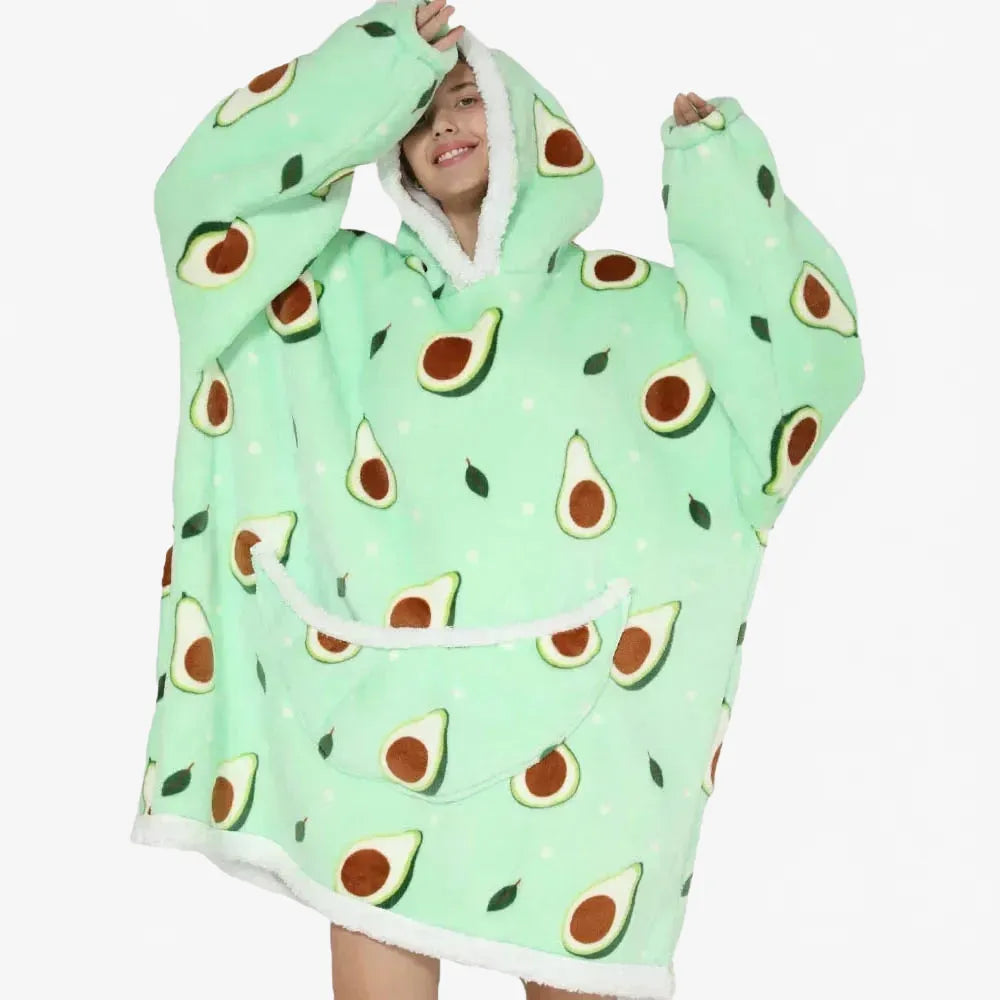 Poncho doux motif avocat pour moments cocooning-Poncho Passion